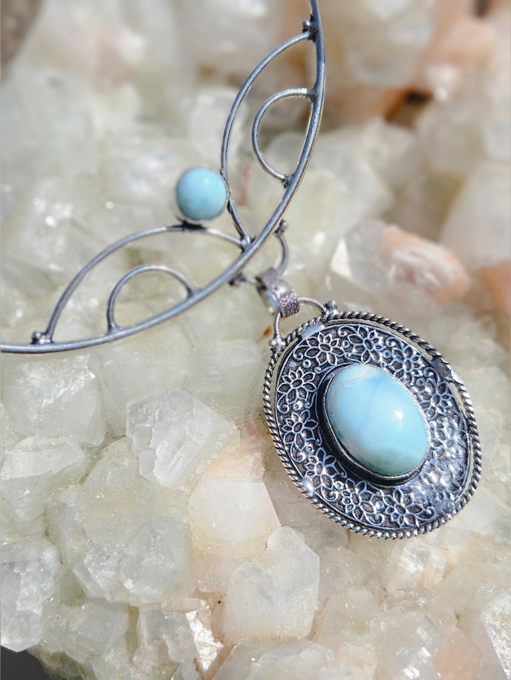 NWT LARIMAR 925 SILVER NECKLACE